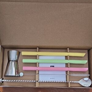 Colorful Cocktail Bar Set with Silver Jigger